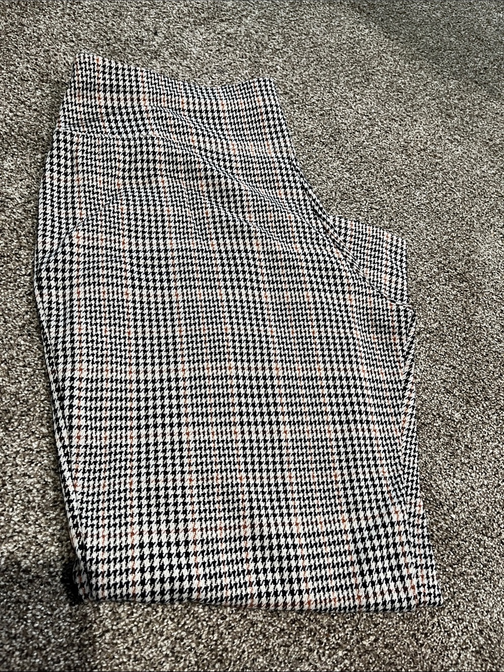 Houndstooth plaid Wearever slim leg ankle high rise pants- Black, cream & tan